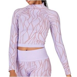 Fabletics Courtney Seamless Long Sleeve Mock Neck Top Frosted Lilac Medium 8 NWT